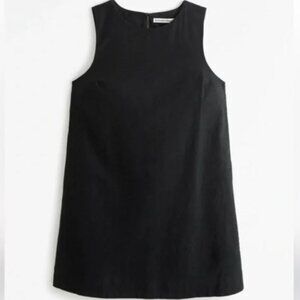 Abercrombie High-Neck Linen-Blend Mini Dress Black Size Large